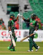 15 May 2019; Mosaddek Hossain, left, and Mahmudullah of Bangladesh celebrate during the One-Day International Tri-Series Final match between West Indies and Bangladesh at Malahide Cricket Ground, Malahide, Dublin. Photo by Sam Barnes/Sportsfile