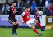 17 May 2019; Kevin Toner of St Patrick's Athletic in action against Daniel Mandroiu of Bohemians during the SSE Airtricity League Premier Division match between St Patrick's Athletic and Bohemians  at Richmond Park in Dublin. Photo by Ben McShane/Sportsfile
