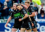 17 May 2019; Stuart Hogg, left, and Tommy Seymour of Glasgow celebrate during the Guinness PRO14 Semi-Final match between Glasgow Warriors and Ulster at Scotstoun Stadium in Glasgow, Scotland. Photo by Ross Parker/Sportsfile