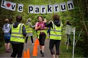 18 May 2019; Carmel Carroll, Ballinrobe crosses the line during the Clonbur Woods parkrun in partnership with Vhi at Clonbur Woods, Clonbur, Co. Galway. Parkrun Ireland in partnership with Vhi, added a new parkrun at Clonbur Woods on Saturday, 18th May, with the introduction of the Clonbur Woods parkrun in Clonbur, Co. Galway. Parkruns take place over a 5km course weekly, are free to enter and are open to all ages and abilities, providing a fun and safe environment to enjoy exercise. To register for a parkrun near you visit www.parkrun.ie. Photo by Ray Ryan/Sportsfile