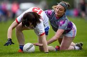 18 May 2019; Annie Walsh of AIB, right, in action against Kelly Gallacher of Pallas Foods in their Competitve Group 2 game during the LGFA Interfirms Blitz 2019 at Naomh Mearnóg GAA Club, Portmarnock, Dublin. This year 12 teams competed for the top prize, while 11 teams signed up to take part in a recreational blitz. Photo by Piaras Ó Mídheach/Sportsfile