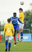 18 May 2019; Emmanuel Shehu of Cavan/Monaghan in action against Fionn McInerney of Clare during the U16 SFAI Subway Plate Final match between Clare and Cavan/Monaghan in Gainstown, Mullingar, Co. Westmeath. Photo by Oliver McVeigh/Sportsfile