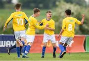 18 May 2019; Clare players celebrate after scoring the first goal during the U16 SFAI Subway Plate Final match between Clare and Cavan/Monaghan in Gainstown, Mullingar, Co. Westmeath. Photo by Oliver McVeigh/Sportsfile
