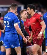 18 May 2019; Joey Carbery of Munster and Jonathan Sexton of Leinster following during the Guinness PRO14 semi-final match between Leinster and Munster at the RDS Arena in Dublin. Photo by Harry Murphy/Sportsfile