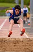 18 May 2019; Diarmuid Finnernan of Col Choilm Tullamore, Co. Offaly, competing in the Inter Boys Triple Jump event during the Irish Life Health Leinster Schools Track and Field Championships Day 2 at Morton Stadium in Santry, Dublin. Photo by Ben McShane/Sportsfile