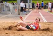 18 May 2019; Katelyn Farrelly of Oakland CC in Michigan, USA competing in the Inter Girls Long Jump event during the Irish Life Health Leinster Schools Track and Field Championships Day 2 at Morton Stadium in Santry, Dublin. Photo by Ben McShane/Sportsfile