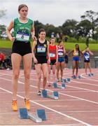 18 May 2019; Aimee Kenna of St MacDaras, Co. Dublin, readys to enter the marks before competing in the Inter Girls 300m event during the Irish Life Health Leinster Schools Track and Field Championships Day 2 at Morton Stadium in Santry, Dublin. Photo by Ben McShane/Sportsfile