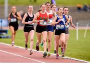 18 May 2019; Competitors during the Senior Girls 3000m event during the Irish Life Health Leinster Schools Track and Field Championships Day 2 at Morton Stadium in Santry, Dublin. Photo by Ben McShane/Sportsfile