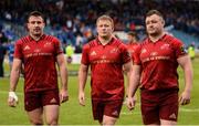 18 May 2019; Munster players Niall Scannell, John Ryan, and Dave Kilcoyne leave the field after the Guinness PRO14 semi-final match between Leinster and Munster at the RDS Arena in Dublin. Photo by Diarmuid Greene/Sportsfile