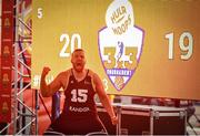 18 May 2019; Tomas Banys of Ulster University Elks Basketball celebrates as he had scored the last basket to give his side a 21-19 win over Tempelogue to win the Mens Final at the second annual Hula Hoops 3x3 Basketball Championships at Bray Seafront in Co. Wicklow. Photo by Ray McManus/Sportsfile