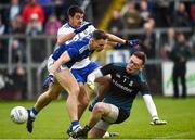 18 May 2019; Conor Madden of Cavan involved in an incident with Rory Beggan of Monaghan which resulted in a first half penalty as Drew Wylie of Monaghan closes in during the Ulster GAA Football Senior Championship quarter-final match between Cavan and Monaghan at Kingspan Breffni in Cavan. Photo by Oliver McVeigh/Sportsfile