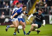 18 May 2019; Conor Madden of Cavan involved in an incident with Rory Beggan of Monaghan which resulted in a first half penalty as Drew Wylie of Monaghan closes in during the Ulster GAA Football Senior Championship quarter-final match between Cavan and Monaghan at Kingspan Breffni in Cavan. Photo by Oliver McVeigh/Sportsfile