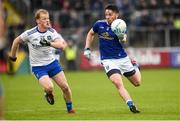 18 May 2019; Conor Moynagh of Cavan in action against Paudie McKenna of Monaghan during the Ulster GAA Football Senior Championship quarter-final match between Cavan and Monaghan at Kingspan Breffni in Cavan. Photo by Oliver McVeigh/Sportsfile