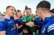 18 May 2019; Conor Madden, Dara McVetty and Raymond Galligan of Cavan celebrate after the Ulster GAA Football Senior Championship quarter-final match between Cavan and Monaghan at Kingspan Breffni in Cavan. Photo by Oliver McVeigh/Sportsfile