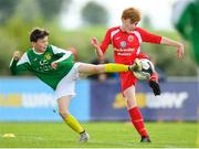 19 May 2019; Jayden Adair Bell of Cork is tackled by Max Campbell of Donegal during the Under 12 SFAI Subway Championship Final match between Donegal and Cork at Mullingar Athletic in Gainstown, Westmeath. Photo by Ramsey Cardy/Sportsfile