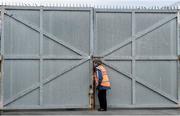 19 May 2019; Dublin GAA stewart Bridgid Twohig waits for the teams to arrive ahead of the Leinster GAA Hurling Senior Championship Round 2 match between Dublin and Wexford at Parnell Park in Dublin. Photo by Daire Brennan/Sportsfile