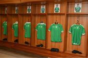19 May 2019; A general view of jerseys hanging in the Limerick dressing room prior to the Munster GAA Hurling Senior Championship Round 2 match between Limerick and Cork at the LIT Gaelic Grounds in Limerick. Photo by Diarmuid Greene/Sportsfile