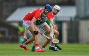 19 May 2019; Fergal O'Connor of Limerick in action against Colin Walsh, front, and Colm McCarthy of Cork during the Electric Ireland Munster Minor Hurling Championship match between Limerick and Cork at the LIT Gaelic Grounds in Limerick. Photo by Piaras Ó Mídheach/Sportsfile