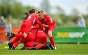 19 May 2019; Cork players celebrate their side's first goal during the Under 12 SFAI Subway Championship Final match between Donegal and Cork at Mullingar Athletic in Gainstown, Westmeath. Photo by Ramsey Cardy/Sportsfile