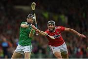 19 May 2019; Graeme Mulcahy of Limerick in action against Mark Ellis of Cork during the Munster GAA Hurling Senior Championship Round 2 match between Limerick and Cork at the LIT Gaelic Grounds in Limerick. Photo by Diarmuid Greene/Sportsfile