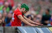 19 May 2019; Alan Cadogan of Cork composes himself after vaulting over the advertising board and into the terrace during the Munster GAA Hurling Senior Championship Round 2 match between Limerick and Cork at the LIT Gaelic Grounds in Limerick. Photo by Piaras Ó Mídheach/Sportsfile