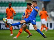 19 May 2019; Sebastiano Esposito of Italy in action against Ki-Jana Hoever of Netherlands during the 2019 UEFA U17 European Championship Final match between Netherlands and Italy at Tallaght Stadium in Dublin, Ireland. Photo by Brendan Moran/Sportsfile