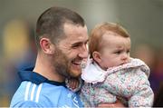 19 May 2019; Eamon Dillon of Dublin with his daughter Romy Jane, aged 11 months, after the Leinster GAA Hurling Senior Championship Round 2 match between Dublin and Wexford at Parnell Park in Dublin. Photo by Daire Brennan/Sportsfile