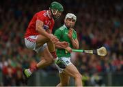 19 May 2019; Aaron Gillane of Limerick and Eoin Cadogan of Cork clash during the Munster GAA Hurling Senior Championship Round 2 match between Limerick and Cork at the LIT Gaelic Grounds in Limerick. Photo by Diarmuid Greene/Sportsfile