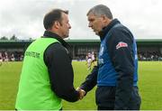 19 May 2019; Galway manager Kevin Walsh and Sligo manager Paul Taylor shake hands following the Connacht GAA Football Senior Championship semi-final match between Sligo and Galway at Markievicz Park in Sligo. Photo by Harry Murphy/Sportsfile