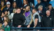 19 May 2019; Leinster rugby players, left to right, Tadhg Furlong, Scott Fardy, and Jack McGrath, and Iar-Taoiseach Bertie Ahern at the Leinster GAA Hurling Senior Championship Round 2 match between Dublin and Wexford at Parnell Park in Dublin. Photo by Daire Brennan/Sportsfile