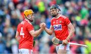 19 May 2019; Cork players Niall O'Leary, left, and Darragh Fitzgibbon celebrate after the Munster GAA Hurling Senior Championship Round 2 match between Limerick and Cork at the LIT Gaelic Grounds in Limerick. Photo by Piaras Ó Mídheach/Sportsfile