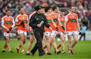 19 May 2019; Armagh manager Kieran McGeeney with his players during the GAA Football Senior Championship quarter-final match between Down and Armagh at Páirc Esler in Newry. Photo by Philip Fitzpatrick/Sportsfile