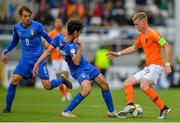 19 May 2019; Kenneth Taylor of Netherlands in action against Francesco Lamanna of Italy during the 2019 UEFA U17 European Championship Final match between Netherlands and Italy at Tallaght Stadium in Dublin, Ireland. Photo by Brendan Moran/Sportsfile