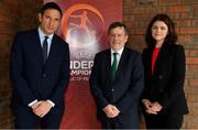 19 May 2019; The Board of the Football Association of Ireland has welcomed UEFA’s agreement to a request for support with the secondment of Noel Mooney to the FAI as General Manager for Football Services and Partnerships. UEFA’s Head of National Association Business Development, Noel Mooney will commence the secondment on June 3rd as the FAI builds for the future and continues to work in partnership with key stakeholders to achieve good governance. Noel Mooney will spend six months with the FAI in the role before returning to UEFA, as agreed, on November 30th.  He will initially assess the FAI’s requirements and will co-ordinate future support and expertise in finance and other areas from UEFA and FIFA. The appointment of Noel Mooney will allow Rea Walshe to take up the role of Chief Operating Officer where she will continue to lead the process of Governance and Reform. Pictured are, from left, Noel Mooney of UEFA, FAI President Donal Conway and FAI Interim Chief Executive Rea Walshe ahead of the UEFA U17 European Championship Final at Tallaght Stadium in Dublin. Photo by Brendan Moran/Sportsfile