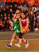 18 May 2019; Grainne Dwyer of Fr Mathews Basketball Club in action against Ciara Bracken of Liffey Celtics Basketball Club in the Womens Final between Liffey Celtics and  Fr Mathews Basketball Club at the second annual Hula Hoops 3x3 Basketball Championships at Bray Seafront in Co.Wicklow. Photo by Ray McManus/Sportsfile
