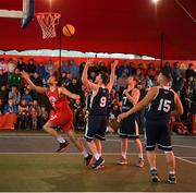 18 May 2019; Neil Randolph of Templeogue Basketball Club in action against Conall Mullan of Ulster University Elks Basketball during the Mens Final between Ulster University Elks Basketball and Templeogue Basketball Club at the second annual Hula Hoops 3x3 Basketball Championships at Bray Seafront in Co.Wicklow. Photo by Ray McManus/Sportsfile