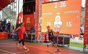 18 May 2019; Shane O’Connor of Ulster University Elks Basketball in action against Stephen James of Templeogue Basketball Club during the Mens Final between Ulster University Elks Basketball and Templeogue Basketball Club at the second annual Hula Hoops 3x3 Basketball Championships at Bray Seafront in Co.Wicklow. Photo by Ray McManus/Sportsfile