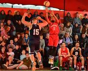 18 May 2019; Puff Summers of Templeogue Basketball Club in action against Tomas Banys of Ulster University Elks Basketball during the Mens Final between Ulster University Elks Basketball and Templeogue Basketball Club at the second annual Hula Hoops 3x3 Basketball Championships at Bray Seafront in Co.Wicklow. Photo by Ray McManus/Sportsfile