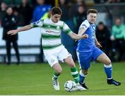 20 May 2019; Dylan Watts of Shamrock Rovers in action against Tony McNamee of Finn Harps during the SSE Airtricity League Premier Division match between Finn Harps v Shamrock Rovers at Finn Park in Ballybofey, Co.Donegal. Photo by Oliver McVeigh/Sportsfile