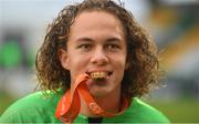 19 May 2019; Tein Troost of Netherlands celebrates with his medal after the 2019 UEFA U17 European Championship Final match between Netherlands and Italy at Tallaght Stadium in Dublin, Ireland. Photo by Brendan Moran/Sportsfile