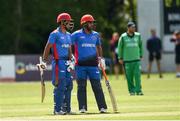 21 May 2019; Najibullah Zadran and Hashmatullah Shahidi of Afghanistan after passing their 50 run partnership during the GS Holdings ODI Challenge between Ireland and Afghanistan at Stormont in Belfast. Photo by Oliver McVeigh/Sportsfile