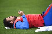 21 May 2019; Samiullah Shenwari of Afghanistan relaxing before the GS Holdings ODI Challenge between Ireland and Afghanistan at Stormont in Belfast. Photo by Oliver McVeigh/Sportsfile