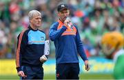 19 May 2019; Limerick manager John Kiely, left, with Limerick performance psychology coach Tony Óg Regan before the Munster GAA Hurling Senior Championship Round 2 match between Limerick and Cork at the LIT Gaelic Grounds in Limerick. Photo by Piaras Ó Mídheach/Sportsfile