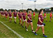 5 May 2019; The Galway and Cork teams in the pre-match parade prior to the Lidl Ladies National Football League Division 1 Final match between Cork and Galway at Parnell Park in Dublin. Photo by Brendan Moran/Sportsfile