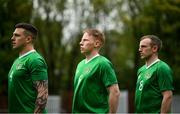 8 May 2019; Irish Defence Forces players, from left, Scott Delaney, Chris Kenny and Dave O'Riordan during the match between Irish Defence Forces and United Kingdom Armed Forces at Richmond Park in Dublin. Photo by Stephen McCarthy/Sportsfile