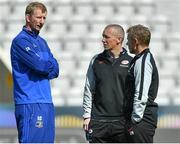 11 May 2019; Leinster head coach Leo Cullen, left, with Philip Morrow and Saracens head coach Mark McCall prior to the Heineken Champions Cup Final match between Leinster and Saracens at St James' Park in Newcastle Upon Tyne, England. Photo by Brendan Moran/Sportsfile
