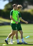 22 May 2019; Seamus Coleman, left, and Luca Connell during a Republic of Ireland training session at The Campus in Quinta do Lago, Faro, Portugal. Photo by Seb Daly/Sportsfile