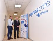 22 May 2019; Athletics Ireland announce Affidea as Preferred Provider of Diagnostic Services. Pictured are David Corkery,left, affidea Client Relationship Executive and Hamish Adams, Athletics Ireland CEO at the launch of Affidea as Preferred Provider of Diagnostic Services of Athletics Ireland which took place in Afffidea Ireland Building 1, Swift Square, Santry in Dublin. Photo by Matt Browne/Sportsfile