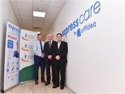 22 May 2019; Athletics Ireland announce Affidea as Preferred Provider of Diagnostic Services. Pictured are Hamish Adams, Athletics Ireland CEO with David Corkery, left, affidea Client Relationship Executive and Colman Buckley,right, affidea Regional Manager at the launch of Affidea as Preferred Provider of Diagnostic Services of Athletics Ireland which took place in Afffidea Ireland Building 1, Swift Square, Santry in Dublin. Photo by Matt Browne/Sportsfile