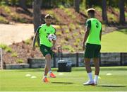 22 May 2019; Sean Maguire, left, and Callum Robinson during a Republic of Ireland training session at The Campus in Quinta do Lago, Faro, Portugal. Photo by Seb Daly/Sportsfile